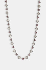 Heart & Iced Motif Gem Chain - 6mm - White
