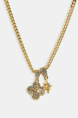 Starburst & Motif Pendant Necklace - 10mm - Gold