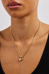 Starburst & Motif Pendant Necklace - 10mm - Gold