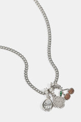Triple Motif & Cherry Pendant Necklace - 10mm - White