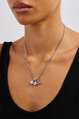 Triple Motif & Cherry Pendant Necklace - 10mm - White