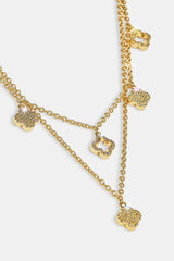 Iced Multi Motif Layered Necklace - 10mm - Gold