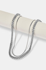 Micro Cuban Chain 2.5mm & Franco Chain 6mm - White