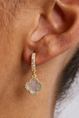 Mother Of Pearl Drop Earrings - 10mm - Gold