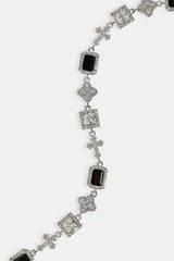 Black Motif & Cross Multi Gemstone Bracelet - 8mm