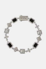 Black Motif & Cross Multi Gemstone Bracelet - 8mm