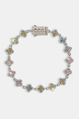 Womens Multi Motif Cross Stone Bracelet - 8mm - White