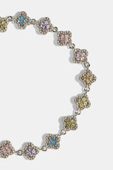 Womens Multi Motif Cross Stone Bracelet - 8mm - White