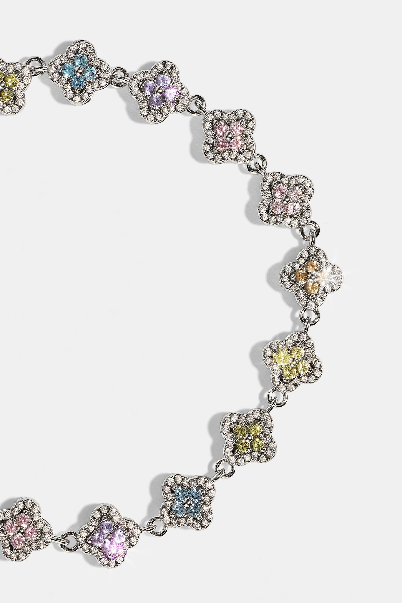 Womens Multi Motif Cross Stone Bracelet - 8mm - White