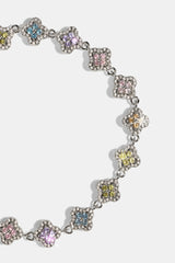 Womens Multi Motif Cross Stone Bracelet - 8mm - White