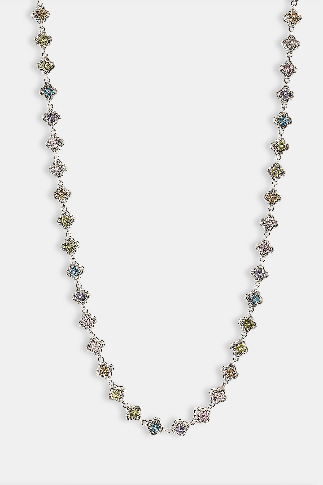 Womens Multi Motif Cross Stone Chain - 8mm - White