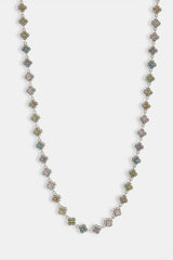 Womens Multi Motif Cross Stone Chain - 8mm - White