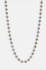 Womens Multi Motif Cross Stone Chain - 8mm - White