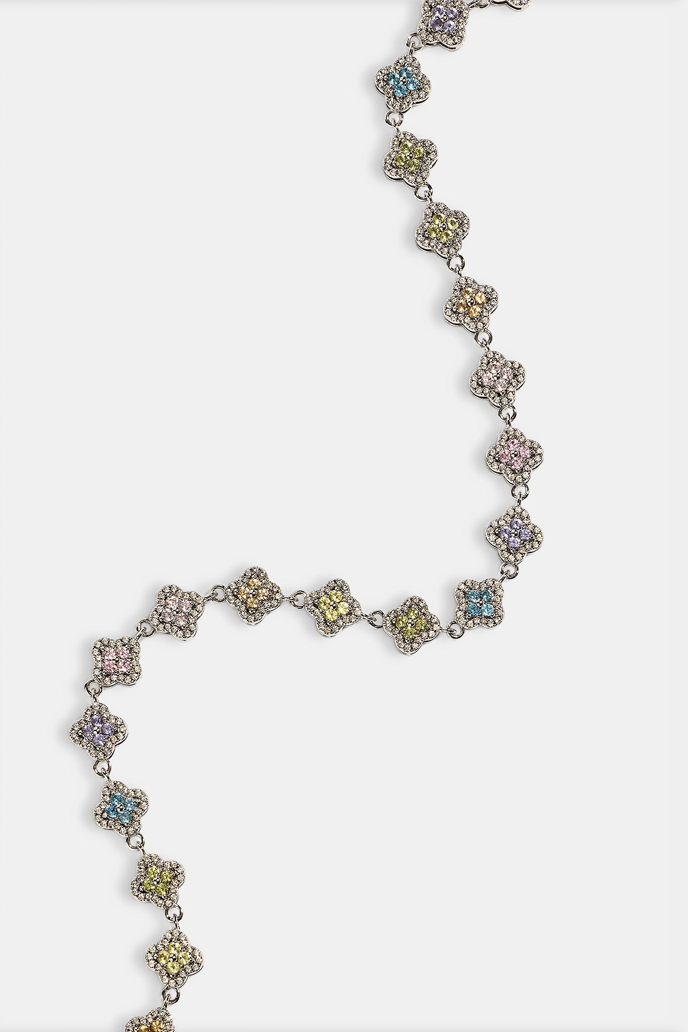 Womens Multi Motif Cross Stone Chain - 8mm - White