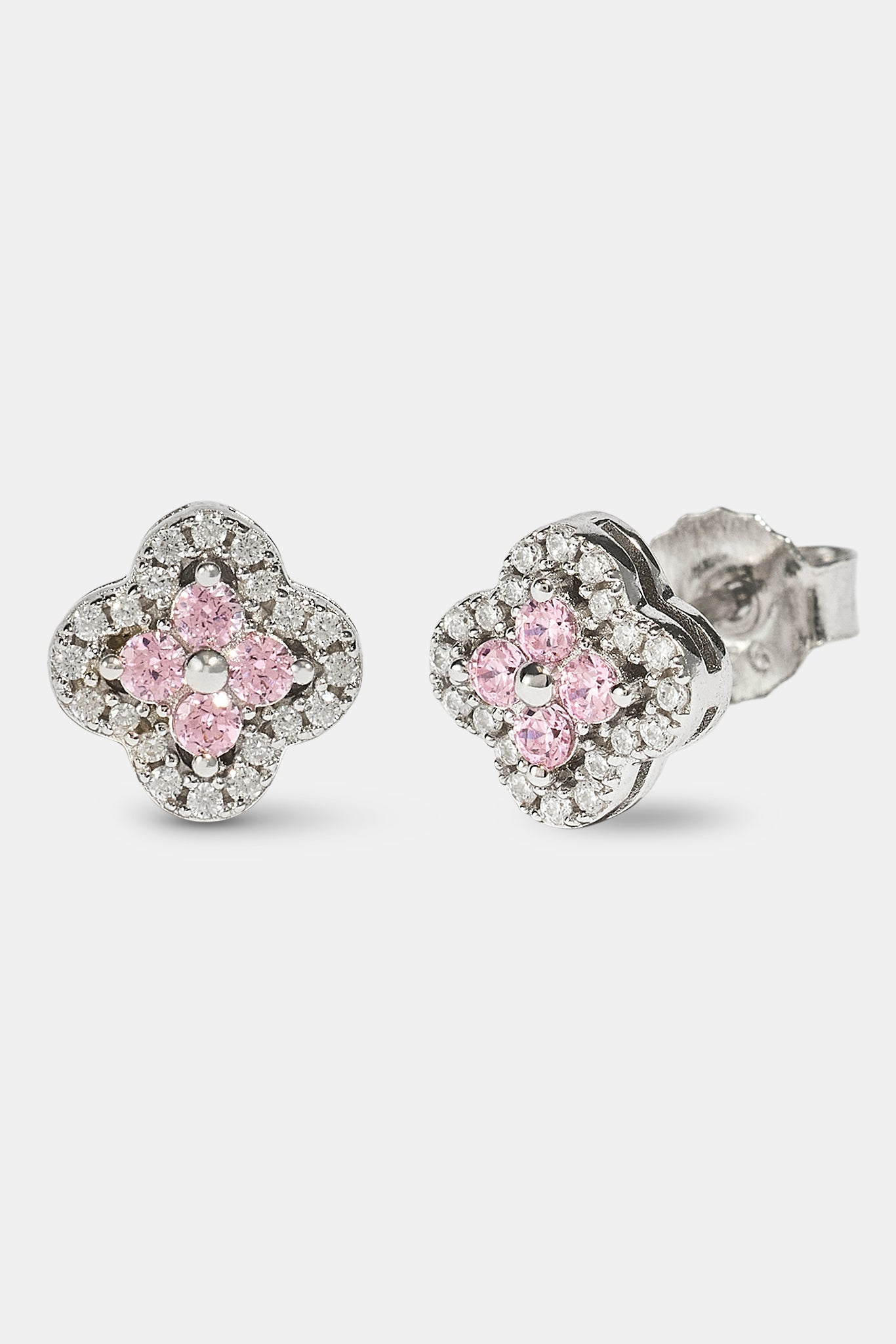 Womens Motif Cross Stud Earrings - 8mm - White