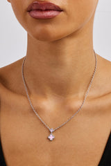 Pink Double Motif Necklace - 10mm - White