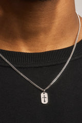 Polished Cross Outline Necklace - 15mm - White