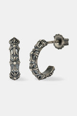 Multi Cross Oxidised Hoop Earrings - 10mm - White