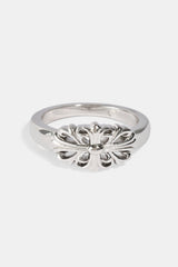 Cross Motif Signet Ring - 10mm - White