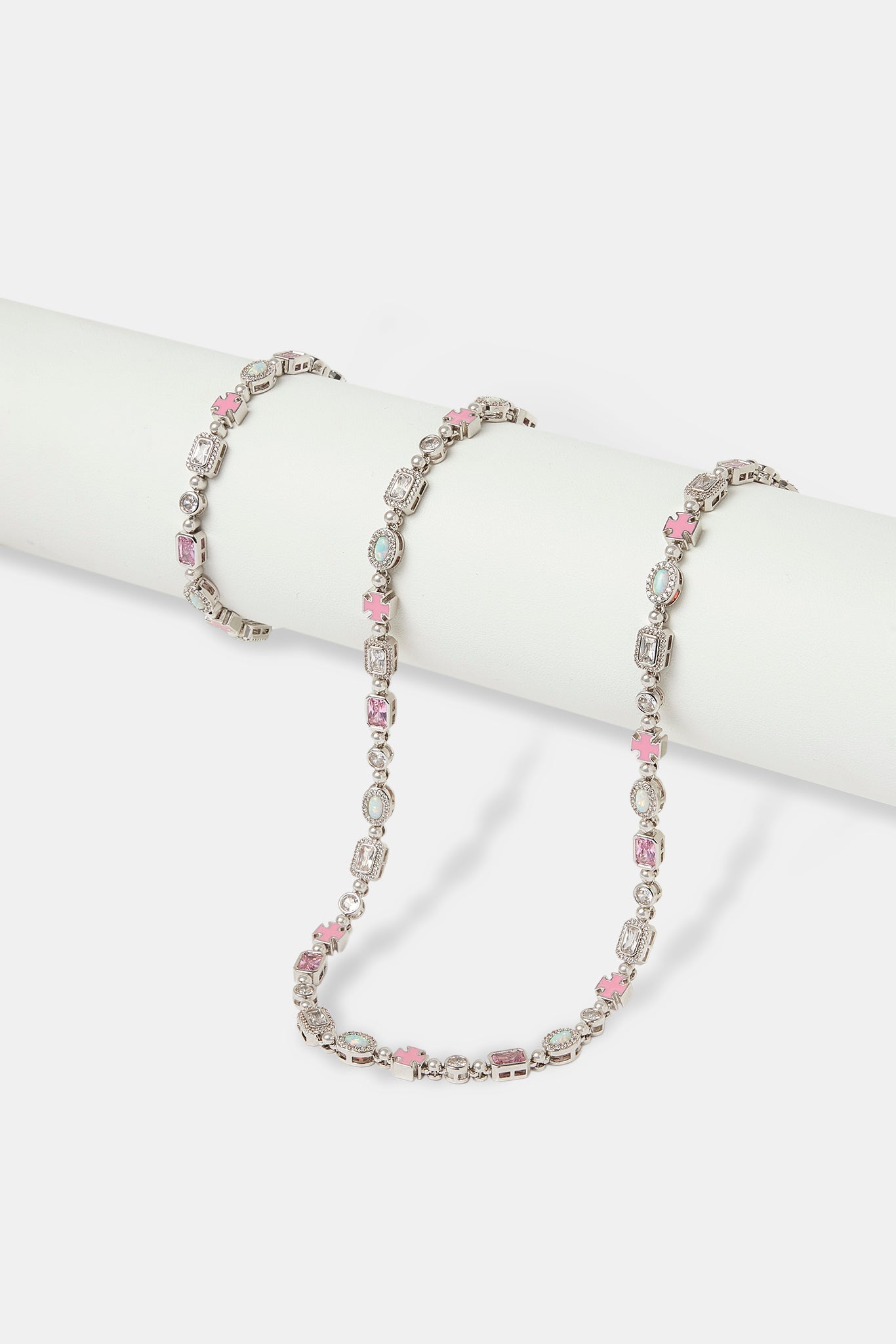 Pink & Clear Multi Gemstone Chain & Bracelet - 6mm