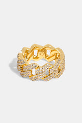 Iced Prong Cuban Ring - 10mm - Gold