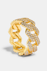 Iced Prong Cuban Ring - 10mm - Gold
