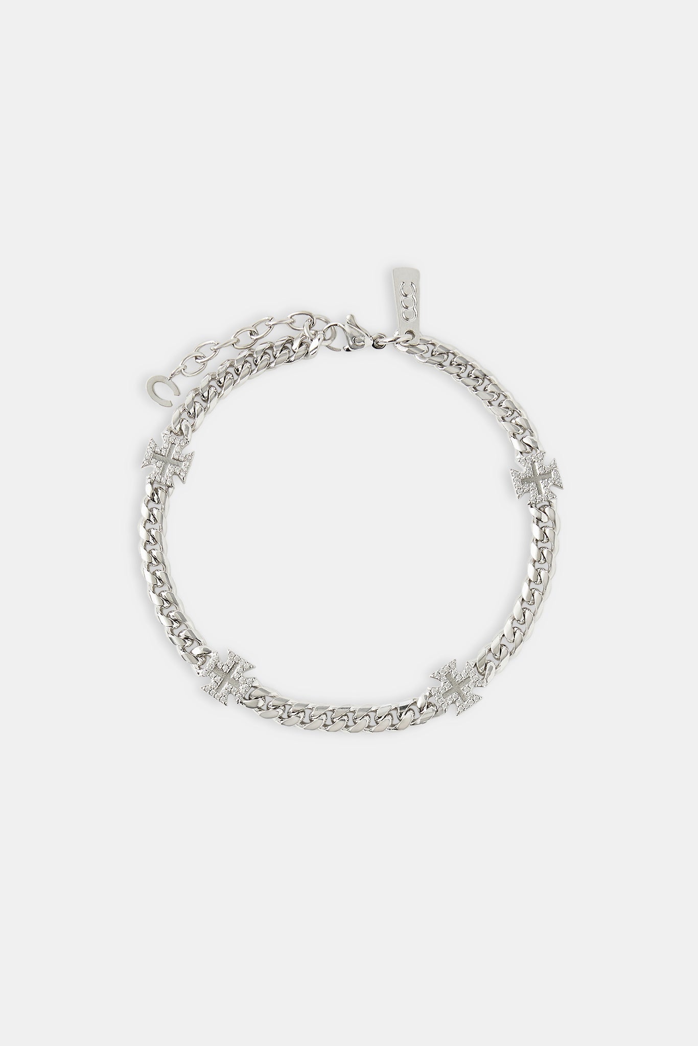 Polished Cross Miami Cuban Bracelet - 8mm