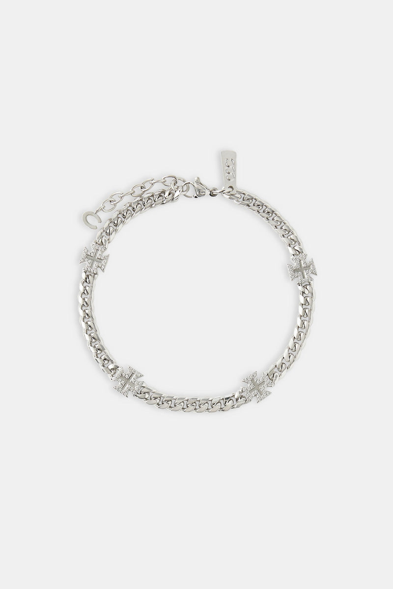 Polished Cross Miami Cuban Bracelet - 8mm