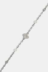 CZ & Micro Pearl Motif Chain - 3mm - White