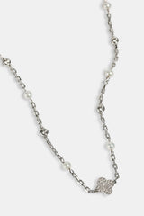 CZ & Micro Pearl Motif Chain - 3mm - White