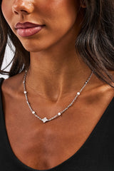 CZ & Micro Pearl Motif Chain - 3mm - White