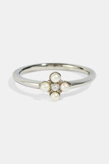 Micro Pearl & CZ Motif Ring - 2.5mm - White