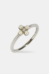 Micro Pearl & CZ Motif Ring - 2.5mm - White