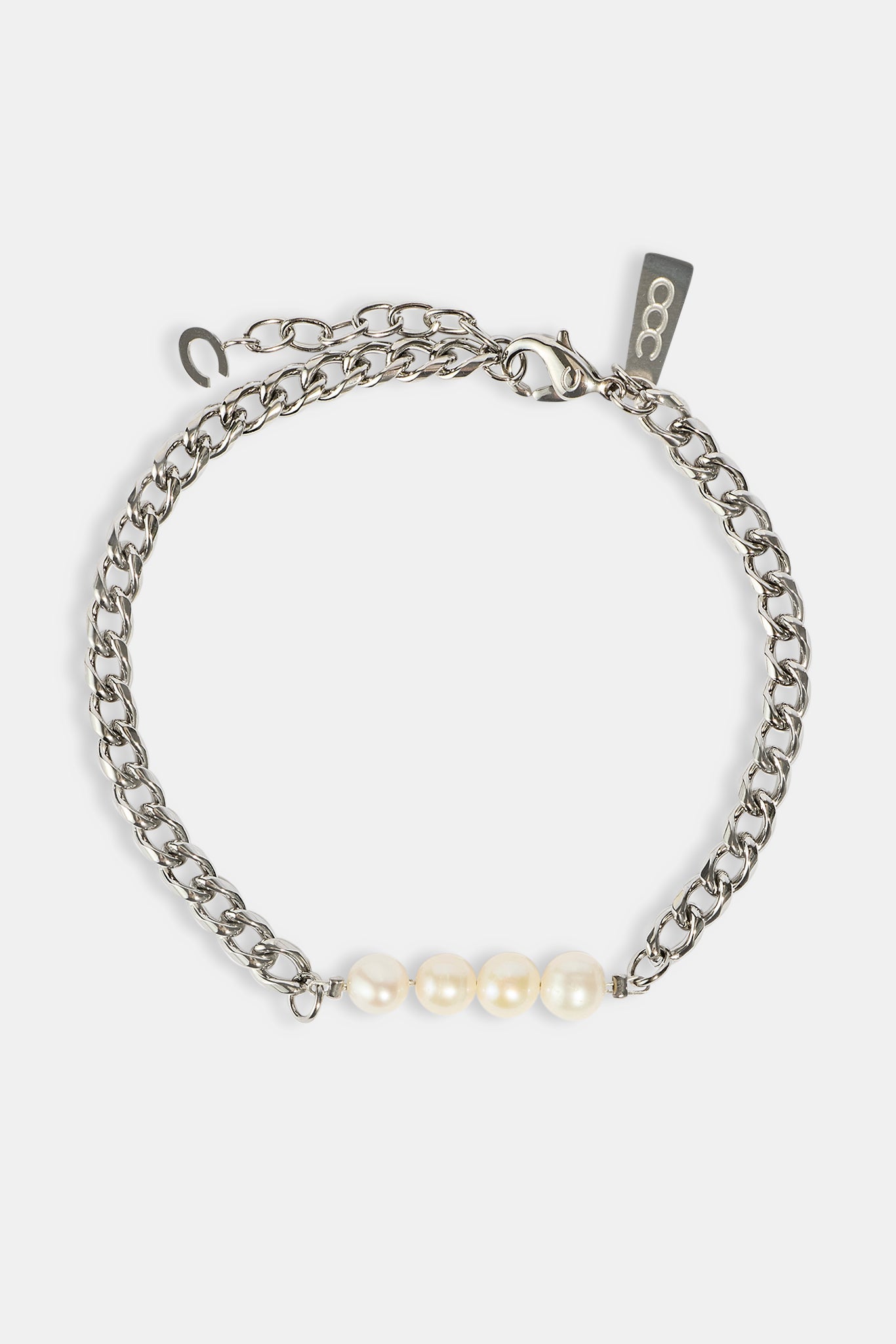 Pearl Mix Cuban Bracelet - 5mm - White