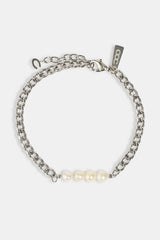 Pearl Mix Cuban Bracelet - 5mm - White