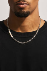 Pearl Mix Cuban Chain - 5mm - White