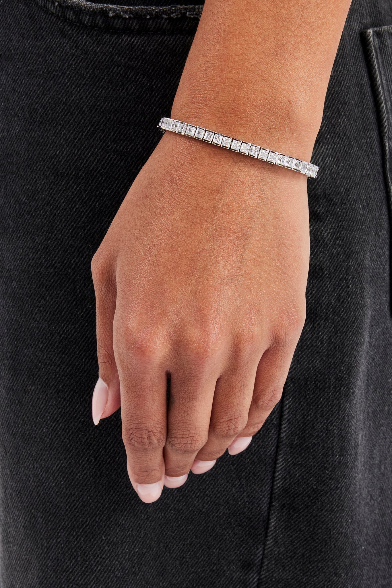 Polished Edge Square Tennis Bracelet - 3mm