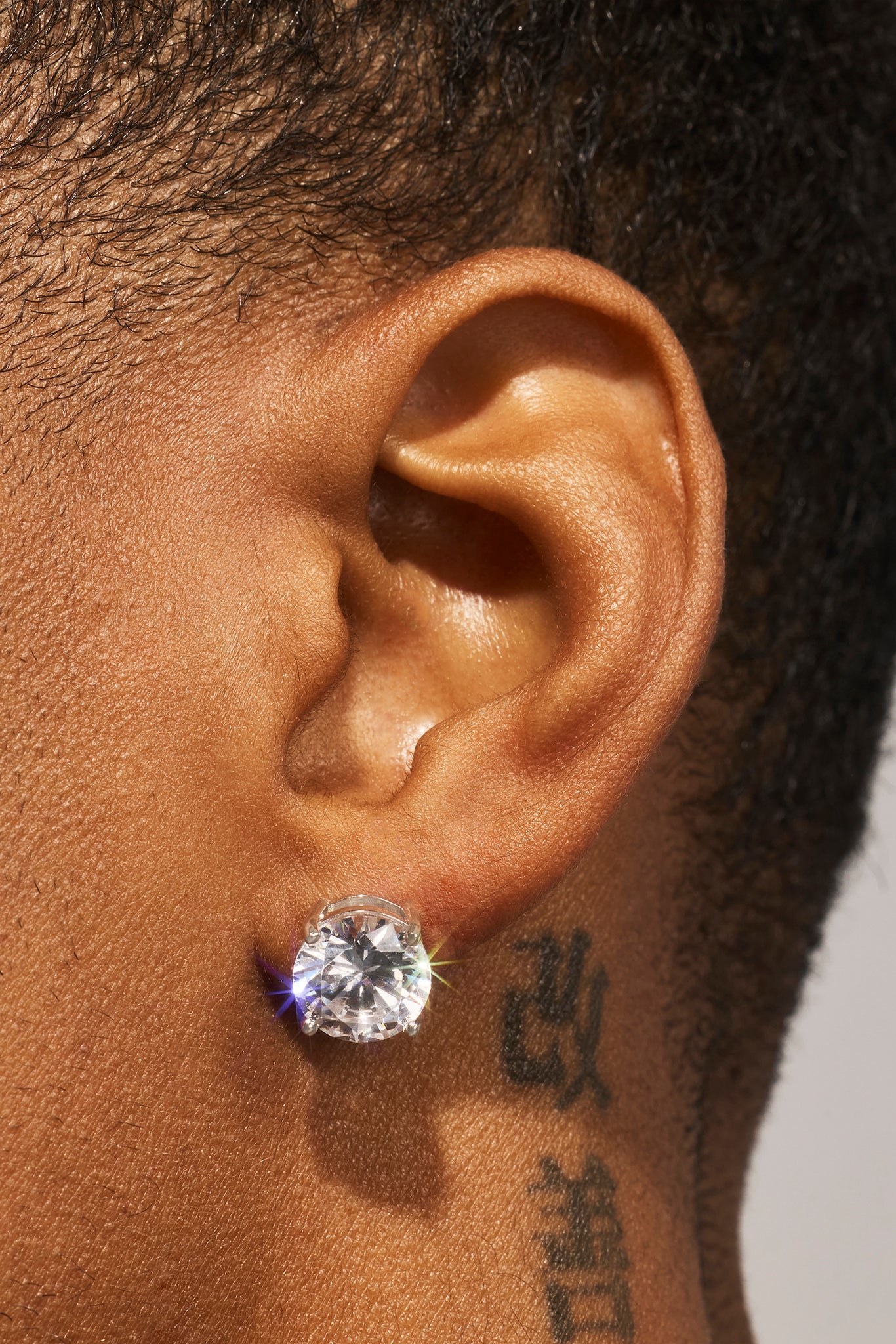 Round Cut Stud Earrings - 10mm - White