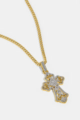 Detailed Cross Pendant Necklace - 20mm - Gold