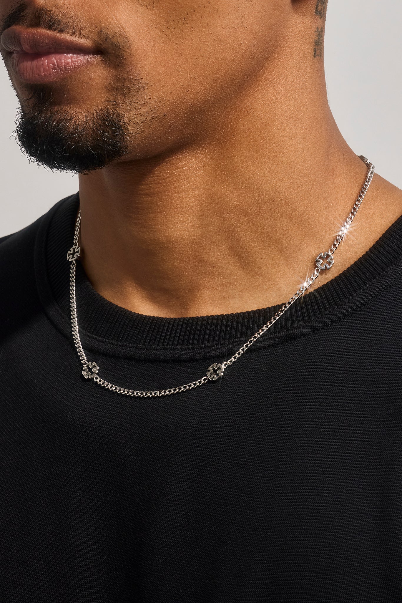 Polished Cross Motif Chain - 6mm - White