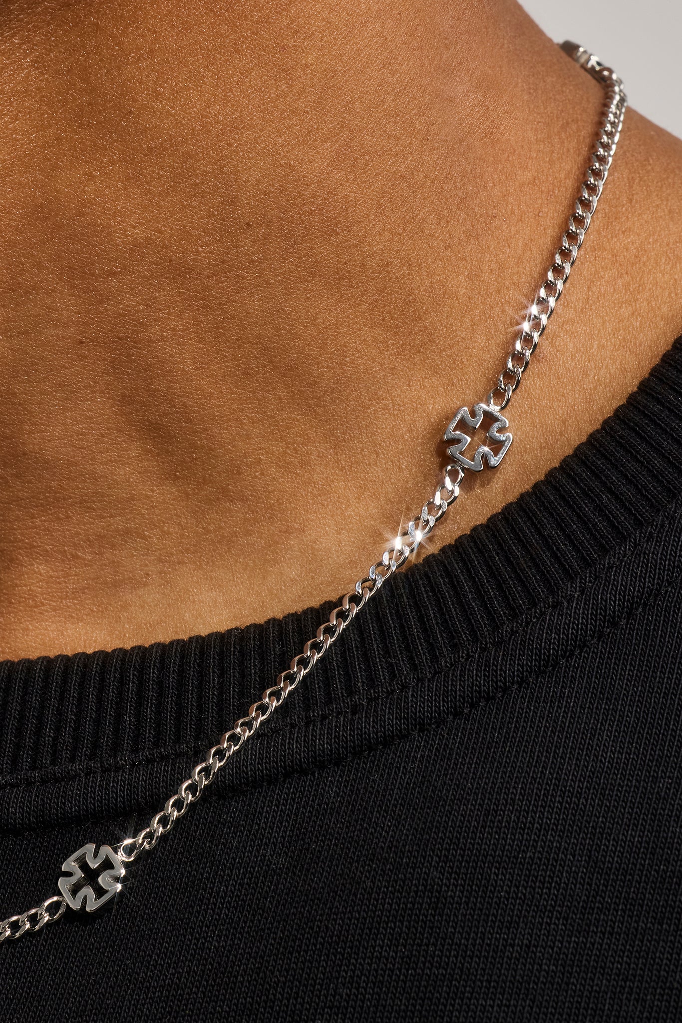 Polished Cross Motif Chain - 6mm - White