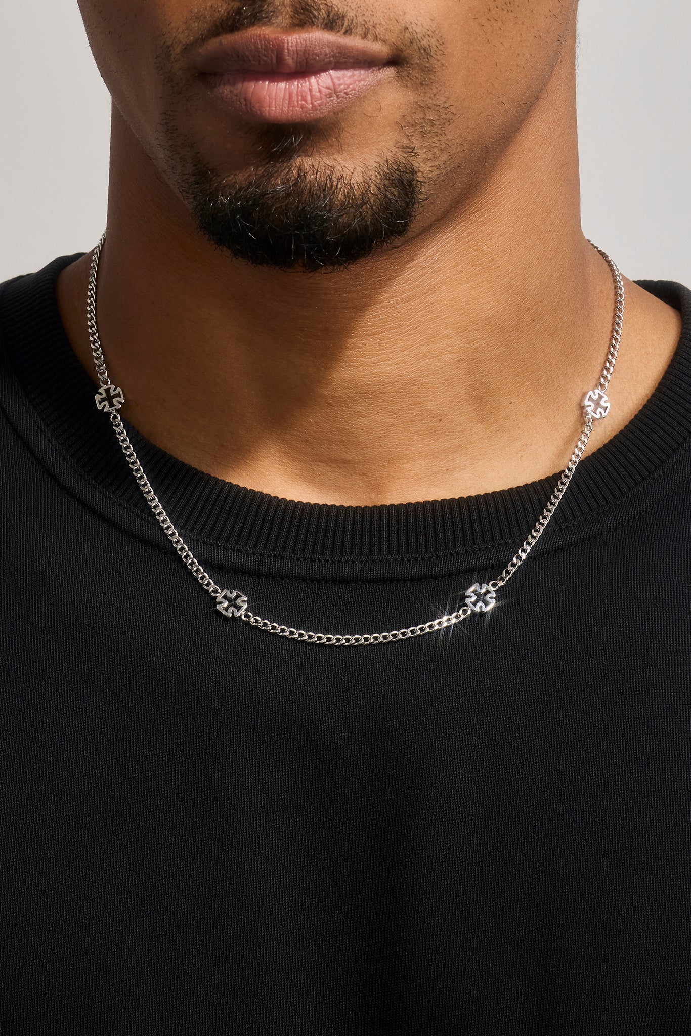 Polished Cross Motif Chain - 6mm - White