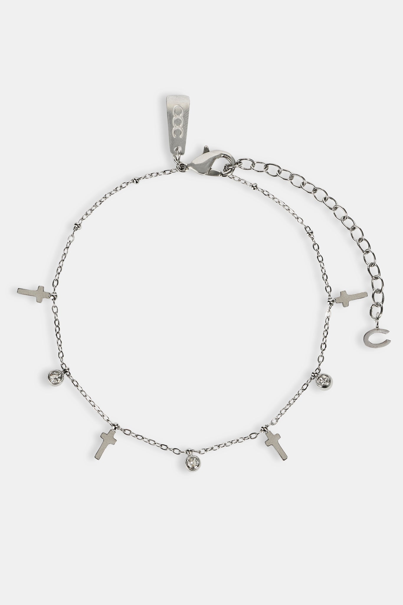 Multi Cross & CZ Anklet - 8mm - White