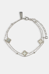 Double Layer Multi Motif Mother of Pearl Anklet -10mm - White