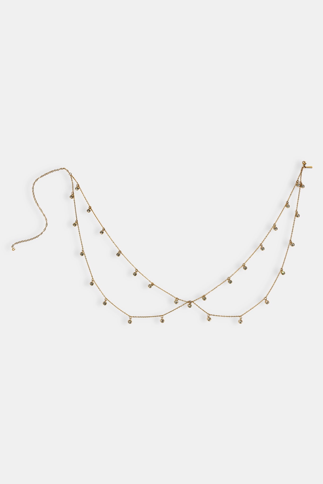 Double Layer CZ Droplet Body Chain - 10mm - Gold