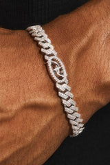 Iced Motif Cuban Bracelet - 8mm - White