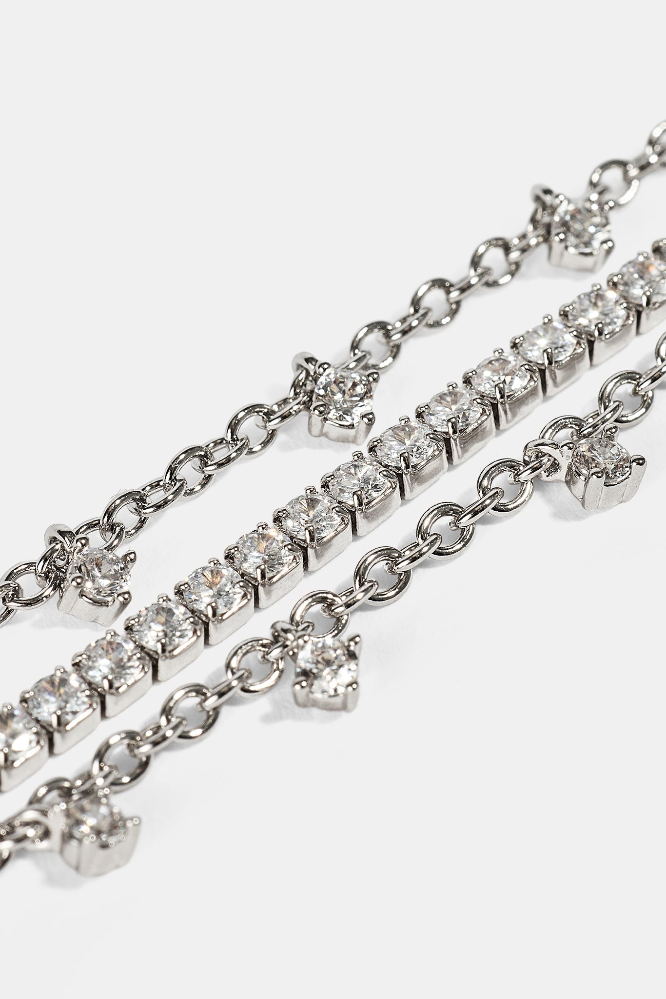 Triple Layer Iced Stone Bracelet - 5mm - White