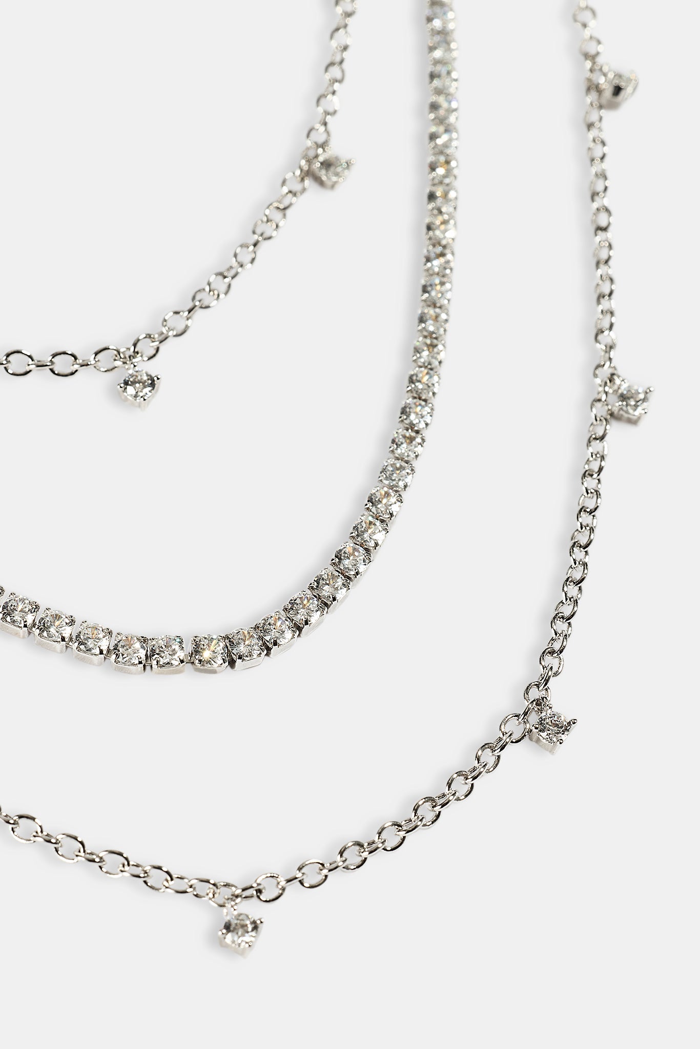 Triple Layer Iced Stone Chain - 5mm - White