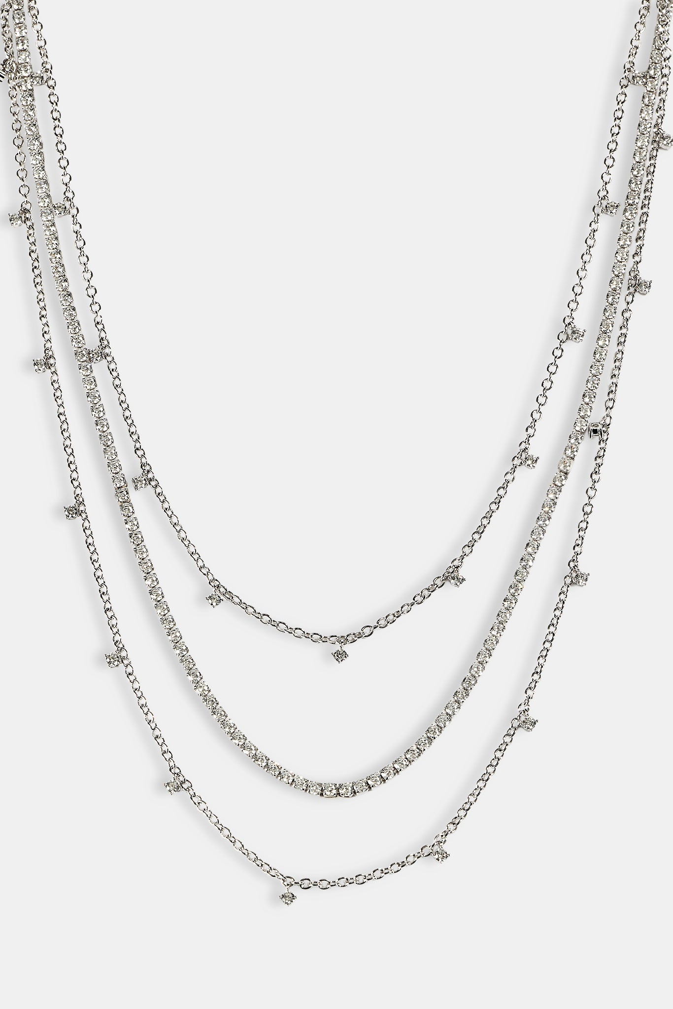 Triple Layer Iced Stone Chain - 5mm - White