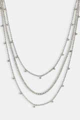 Triple Layer Iced Stone Chain - 5mm - White